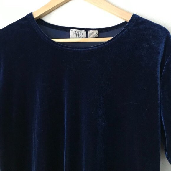 NWB CASUALS Women Blue Short Sleeve Velour Top - Picture 3 of 9